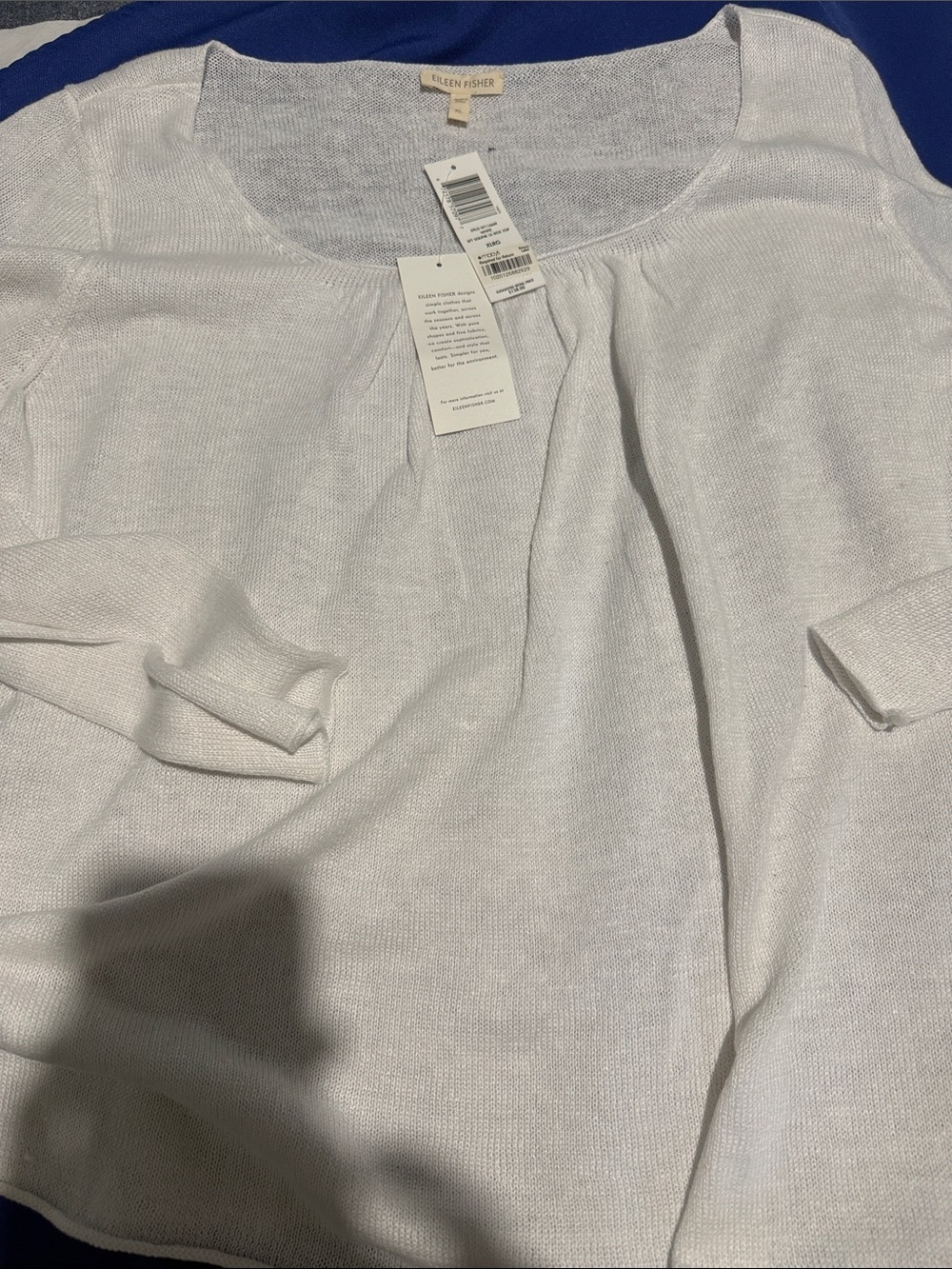 Eileen Fisher White Lightweight Scoop-Neck Knit Top